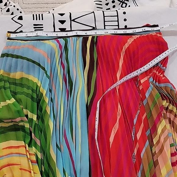 Soft Surroundings Striped Colorful Maxi Skirt Pleated Plisse Size TM
